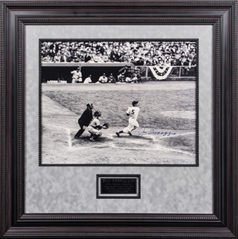 Joe DiMaggio Signed and Framed to 30x30" High Quality Batting Photo (JSA)